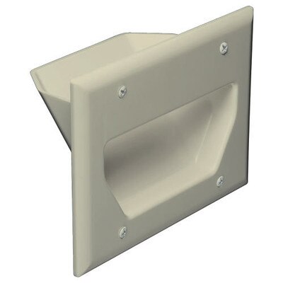 DataComm Recessed Cable Access Wallplate, 3-Gang, Light Almond